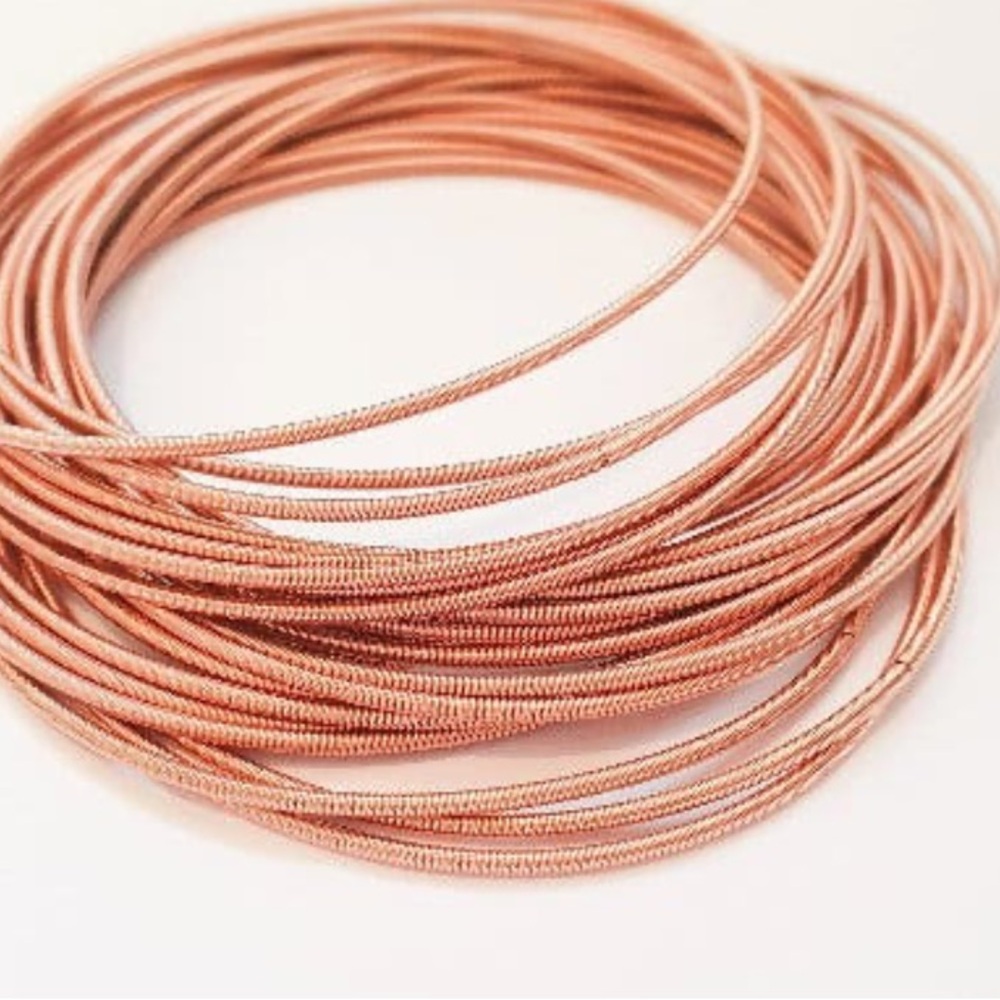 Bangles ROSEGOLD GUITAR STRING 5 stack of Bracelets. nwt nip - Picture 3 of 7